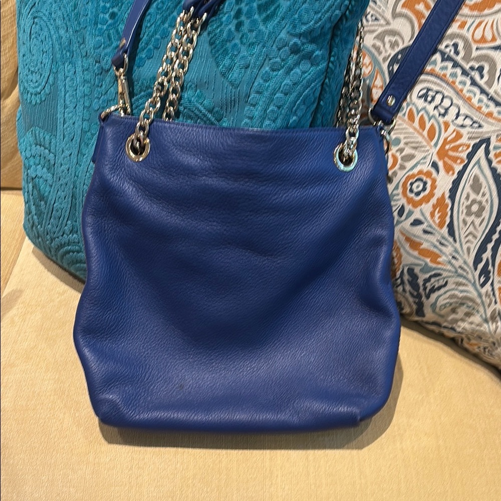 Michael Kors Blue Leather Chain Strap Bag